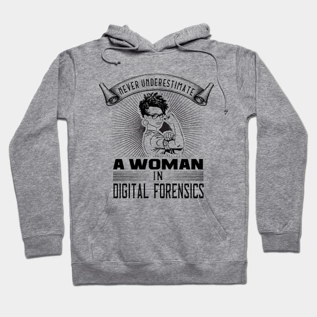 Never Underestimate a Woman in Digital Forensics Hoodie by DFIR Diva